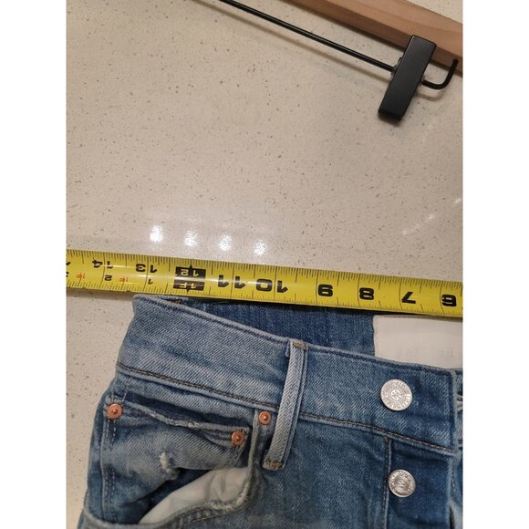 MOTHER Superior High Waisted Hiker Hover Undone Hem Jeans On My Knees 26 Blue - Picture 9 of 11